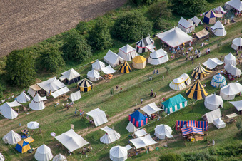 Medieval festival in Jockgrim in the state Rhineland-Palatinate, Germany from above