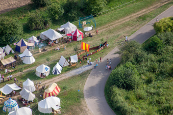Aerial photograpy of Medieval festival in Jockgrim in the state Rhineland-Palatinate, Germany