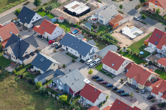 Aerial view of Konrad-Zuse-Straße in Rheinzabern in the state Rhineland-Palatinate, Germany