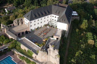 Aerial photograpy of Building the hostel Burg Altleiningen in the district Hoeningen in Altleiningen in the state Rhineland-Palatinate