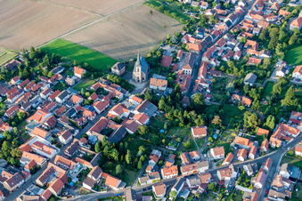 Aerial view of Village view in Wattenheim in the state Rhineland-Palatinate, Germany