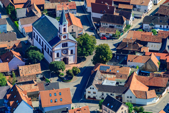 Church Neupotz on the main street in Neupotz in the state Rhineland-Palatinate, Germany