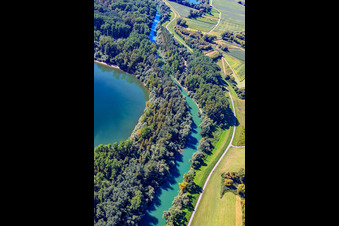 Aerial view of Old Rhine Leimersheim in Leimersheim in the state Rhineland-Palatinate, Germany