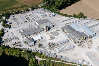 Aerial photograpy of Mixed concrete and building materials factory of Finger Beton Kuhardt GmbH & Co. KG in Kuhardt in the state Rhineland-Palatinate, Germany