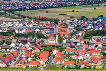 Aerial view of Rülzheimer Straße in Kuhardt in the state Rhineland-Palatinate, Germany