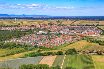 City view from the south in Rülzheim in the state Rhineland-Palatinate, Germany