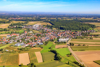 Aerial view of View of the town from the south in the district Bodersweier in Kehl in the state Baden-Wuerttemberg, Germany