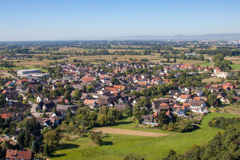 Aerial view of Village view in the district Bodersweier in Kehl in the state Baden-Wurttemberg