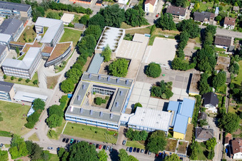 Aerial view of School center in Kandel in the state Rhineland-Palatinate, Germany