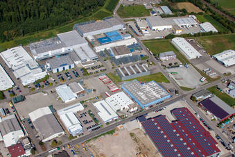 Industrial area in Appenweier in the state Baden-Wuerttemberg, Germany seen from above