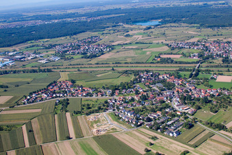 View of the town from the east, this side of the Kinzig river in the district Bühl in Offenburg in the state Baden-Wuerttemberg, Germany