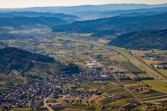 Aerial view of Kinzig Valley in Ortenberg in the state Baden-Wuerttemberg, Germany