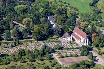 Grave rows on the grounds of the cemetery of Weingartenkirche in Zell-Weierbach in the state Baden-Wurttemberg, Germany