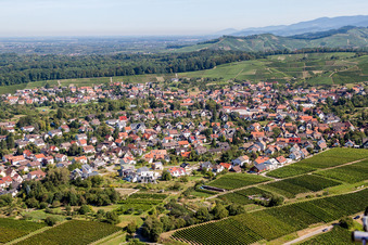 Town View between wine yards of Zell-Weierbach in Offenburg in the state Baden-Wurttemberg, Germany