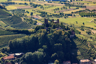 Aerial view of DJH Youth Hostel Castle Ortenberg in Ortenberg in the state Baden-Wuerttemberg, Germany