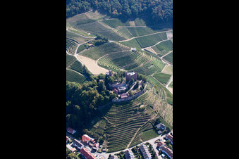 Aerial view of Building the hostel Schloss Ortenberg in Ortenberg in the state Baden-Wurttemberg, Germany