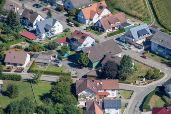 Aerial view of Elderberry Path in the district Sand in Willstätt in the state Baden-Wuerttemberg, Germany