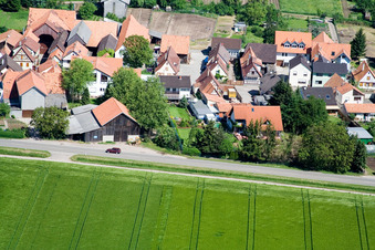 Aerial view of Brehmstraße from the south in the district Minderslachen in Kandel in the state Rhineland-Palatinate, Germany