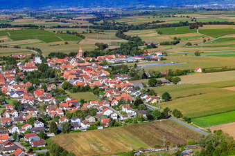 Aerial view of Village view from the east in Minfeld in the state Rhineland-Palatinate, Germany