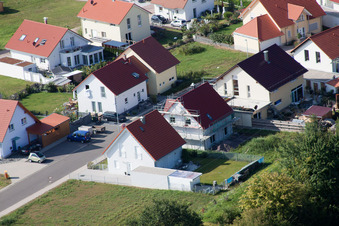 Aerial view of New development area An d. Anhaide in the district Schaidt in Wörth am Rhein in the state Rhineland-Palatinate, Germany