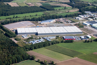 Oblique view of Zufall Logistics Center in the district Minderslachen in Kandel in the state Rhineland-Palatinate, Germany