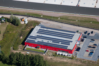 Aerial view of Bienwald Fitness World in the district Minderslachen in Kandel in the state Rhineland-Palatinate, Germany