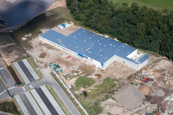 Aerial view of Horst Industrial Estate, Alfa Aesar Thermo Fisher in the district Minderslachen in Kandel in the state Rhineland-Palatinate, Germany