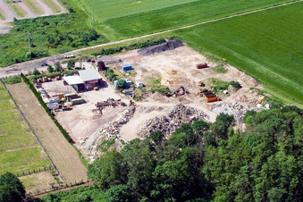 Aerial view of Construction waste recycling Gaudier in the district Minderslachen in Kandel in the state Rhineland-Palatinate, Germany
