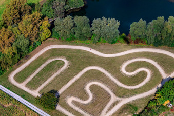 Oblique view of Seehof (corn maze) in Leimersheim in the state Rhineland-Palatinate, Germany