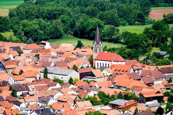 Oblique view of Church of St. Martin in Steinweiler in the state Rhineland-Palatinate, Germany