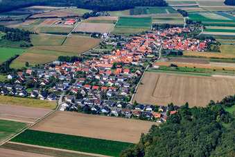 Oblique view of From the east in Erlenbach bei Kandel in the state Rhineland-Palatinate, Germany