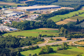 Bird's eye view of Zufall Logistics Center in the district Minderslachen in Kandel in the state Rhineland-Palatinate, Germany