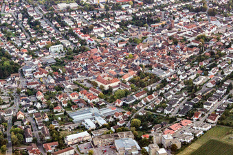 Aerial view of Castle and Königstr in Bad Bergzabern in the state Rhineland-Palatinate, Germany