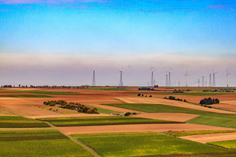 Wind farm from the south in Eppelsheim in the state Rhineland-Palatinate, Germany