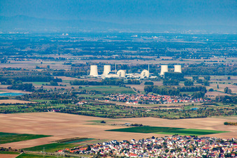 Building remains of the reactor units and facilities of the NPP nuclear power plant Biblis at the Rhine river in Biblis in the state Hesse