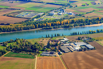 Hofgut Petersau and Mannheim sewage treatment plant in the district Mörsch in Frankenthal in the state Rhineland-Palatinate, Germany
