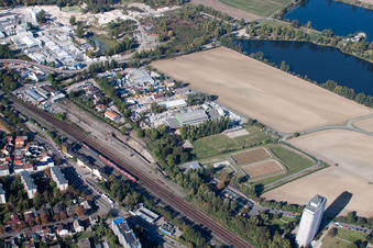 Aerial photograpy of Finger Baustoffwerk GmbH in the district Oggersheim in Ludwigshafen am Rhein in the state Rhineland-Palatinate, Germany