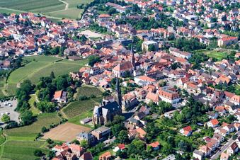 Two Church buildings in the village of in Maikammer in the state Rhineland-Palatinate