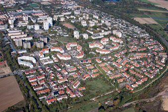 Town View of the streets and houses of the residential areas in Frankenthal (Pfalz) in the state Rhineland-Palatinate