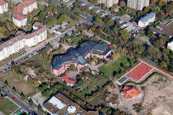 Aerial view of Free Waldorf School eV in Frankenthal in the state Rhineland-Palatinate, Germany