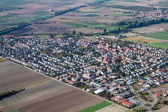 Aerial view of Village view in Beindersheim in the state Rhineland-Palatinate, Germany