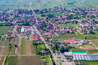 Aerial view of Place in the vineyards of the north in Edesheim in the state Rhineland-Palatinate, Germany