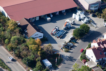 Aerial view of Union Building Center Hornbach in the district Bobenheim in Bobenheim-Roxheim in the state Rhineland-Palatinate, Germany