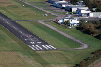 Aerial view of Airport in Worms in the state Rhineland-Palatinate, Germany