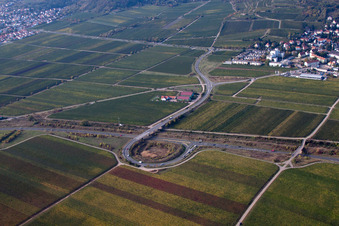 Aerial view of B271 exit in Bad Dürkheim in the state Rhineland-Palatinate, Germany
