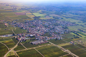 Aerial view of View of the town from the northwest in Niederkirchen bei Deidesheim in the state Rhineland-Palatinate, Germany