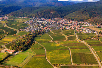 Aerial photograpy of From the east in the district Königsbach in Neustadt an der Weinstraße in the state Rhineland-Palatinate, Germany