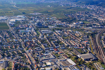 Aerial photograpy of From the north in Neustadt an der Weinstraße in the state Rhineland-Palatinate, Germany