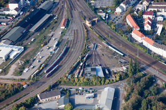 Aerial view of Gleisdreieck in Neustadt an der Weinstraße in the state Rhineland-Palatinate, Germany