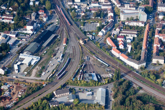 Aerial photograpy of Gleisdreieck in Neustadt an der Weinstraße in the state Rhineland-Palatinate, Germany